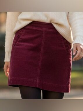 LOFT Corduroy Mini Skirt in Wine/Burgundy
